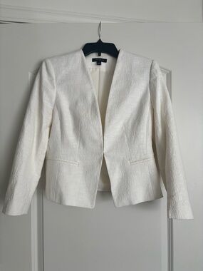 Ann Taylor Ivory Textured Open-Front Blazer